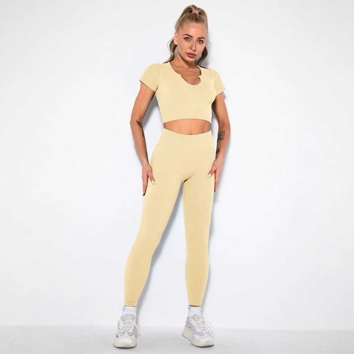 2023 Sport Squat Exercise Workout Gear Women Anti Cellulite Leggings Gym Fitness Yoga Sets