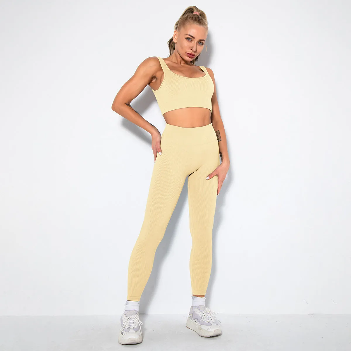 2023 Sport Squat Exercise Workout Gear Women Anti Cellulite Leggings Gym Fitness Yoga Sets
