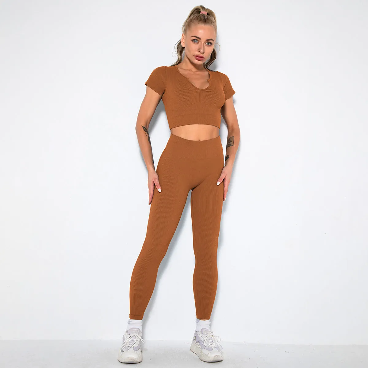 2023 Sport Squat Exercise Workout Gear Women Anti Cellulite Leggings Gym Fitness Yoga Sets