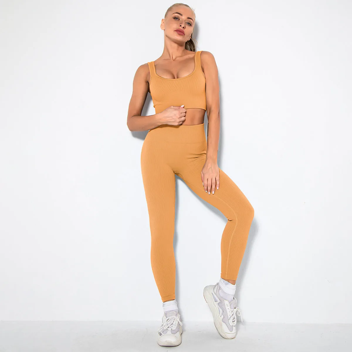 2023 Sport Squat Exercise Workout Gear Women Anti Cellulite Leggings Gym Fitness Yoga Sets