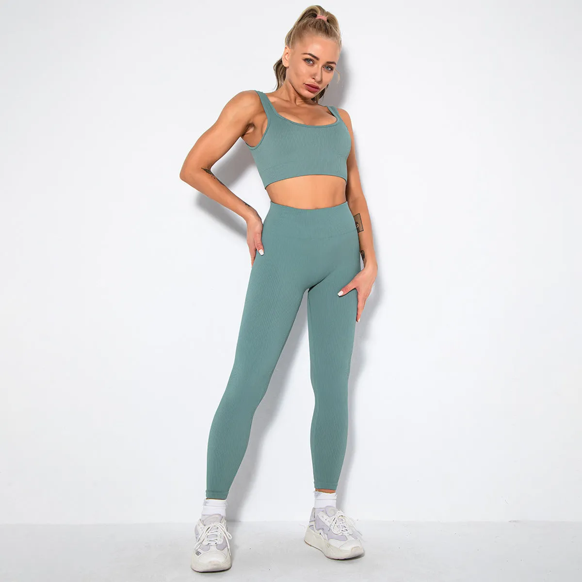 2023 Sport Squat Exercise Workout Gear Women Anti Cellulite Leggings Gym Fitness Yoga Sets