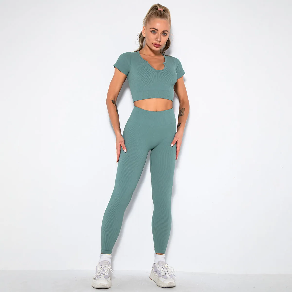 2023 Sport Squat Exercise Workout Gear Women Anti Cellulite Leggings Gym Fitness Yoga Sets