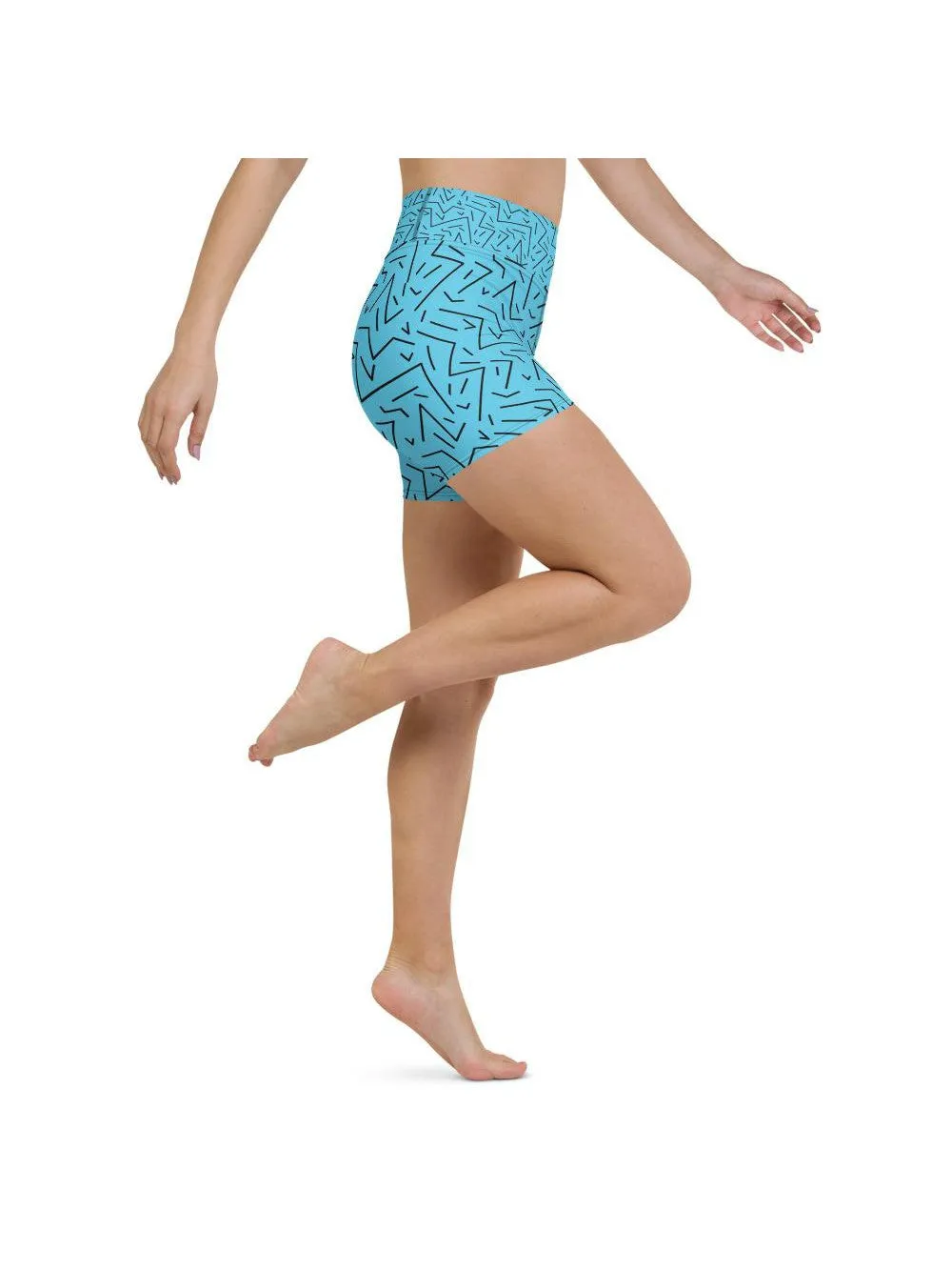 Aqua Black Line Yoga Shorts