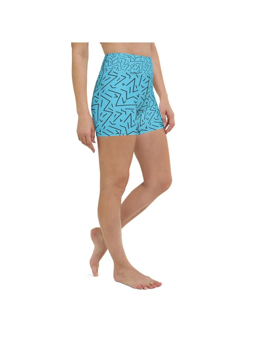 Aqua Black Line Yoga Shorts