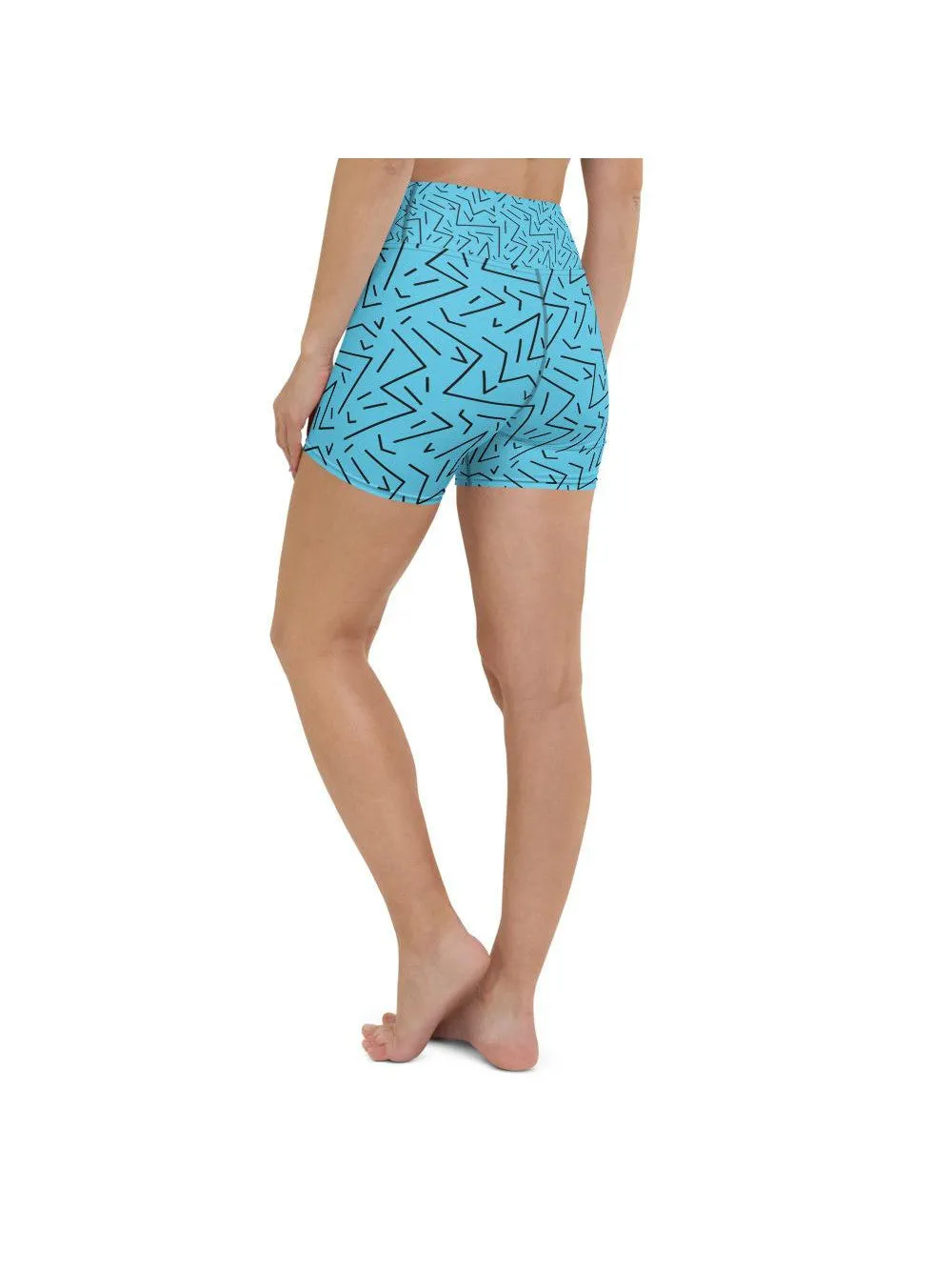 Aqua Black Line Yoga Shorts