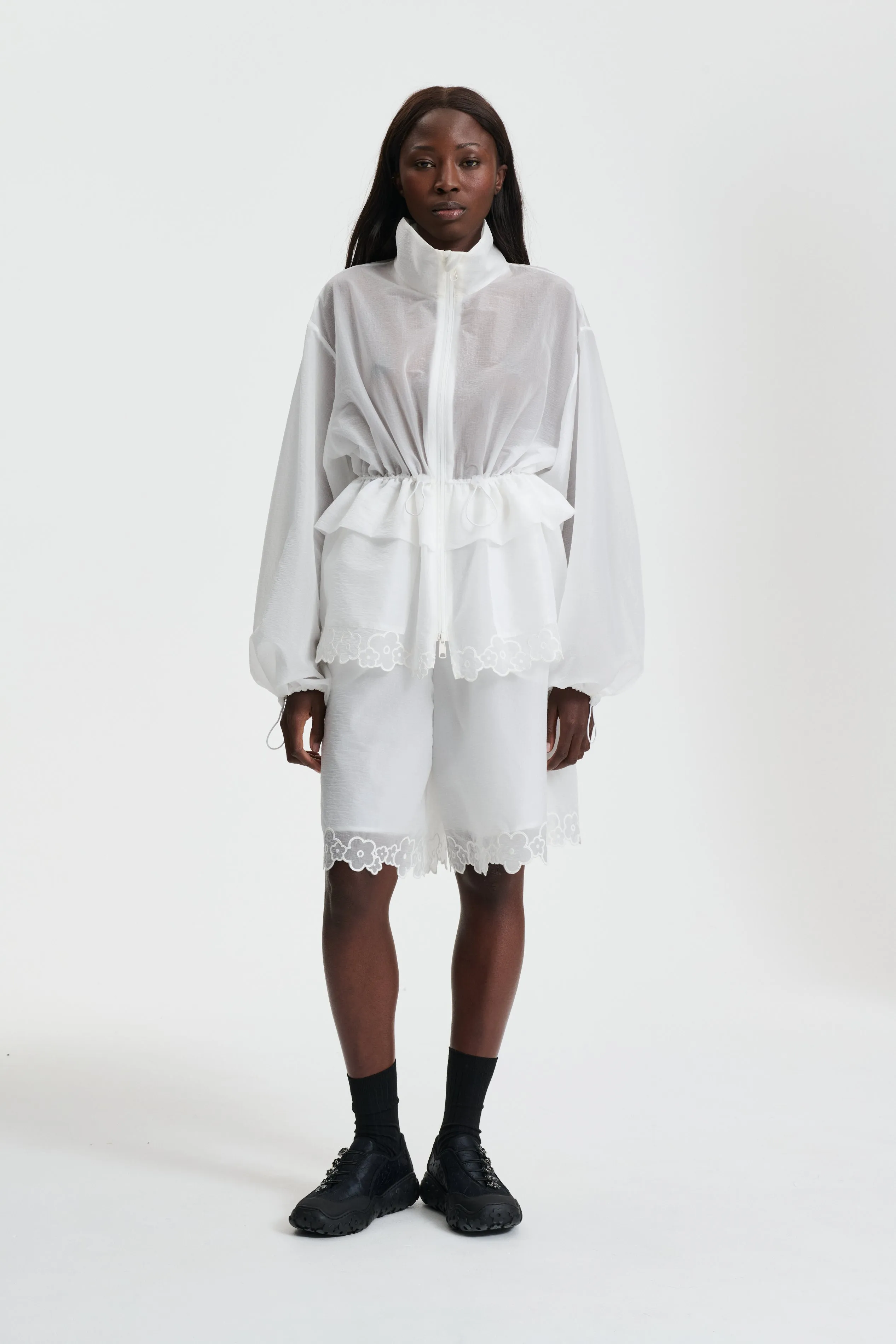Mens White Embroidered Ripstop Jacket - ARLO Collection