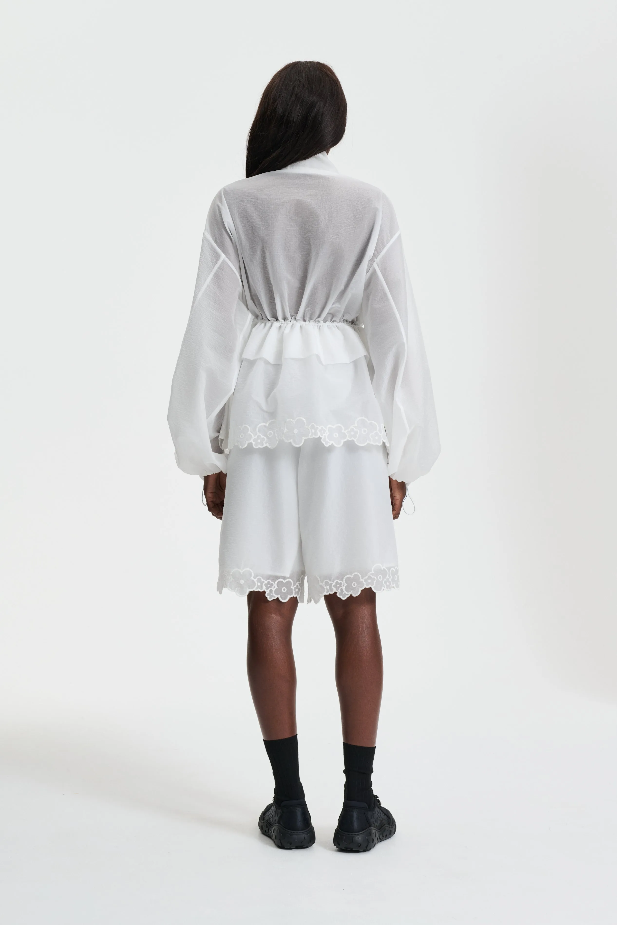 Mens White Embroidered Ripstop Jacket - ARLO Collection