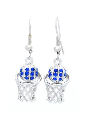 Basketball Hoop Earrings DANGLE - Royal Blue