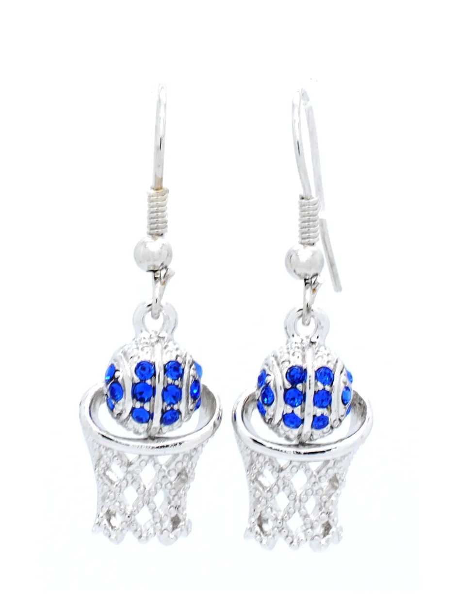 Basketball Hoop Earrings DANGLE - Royal Blue