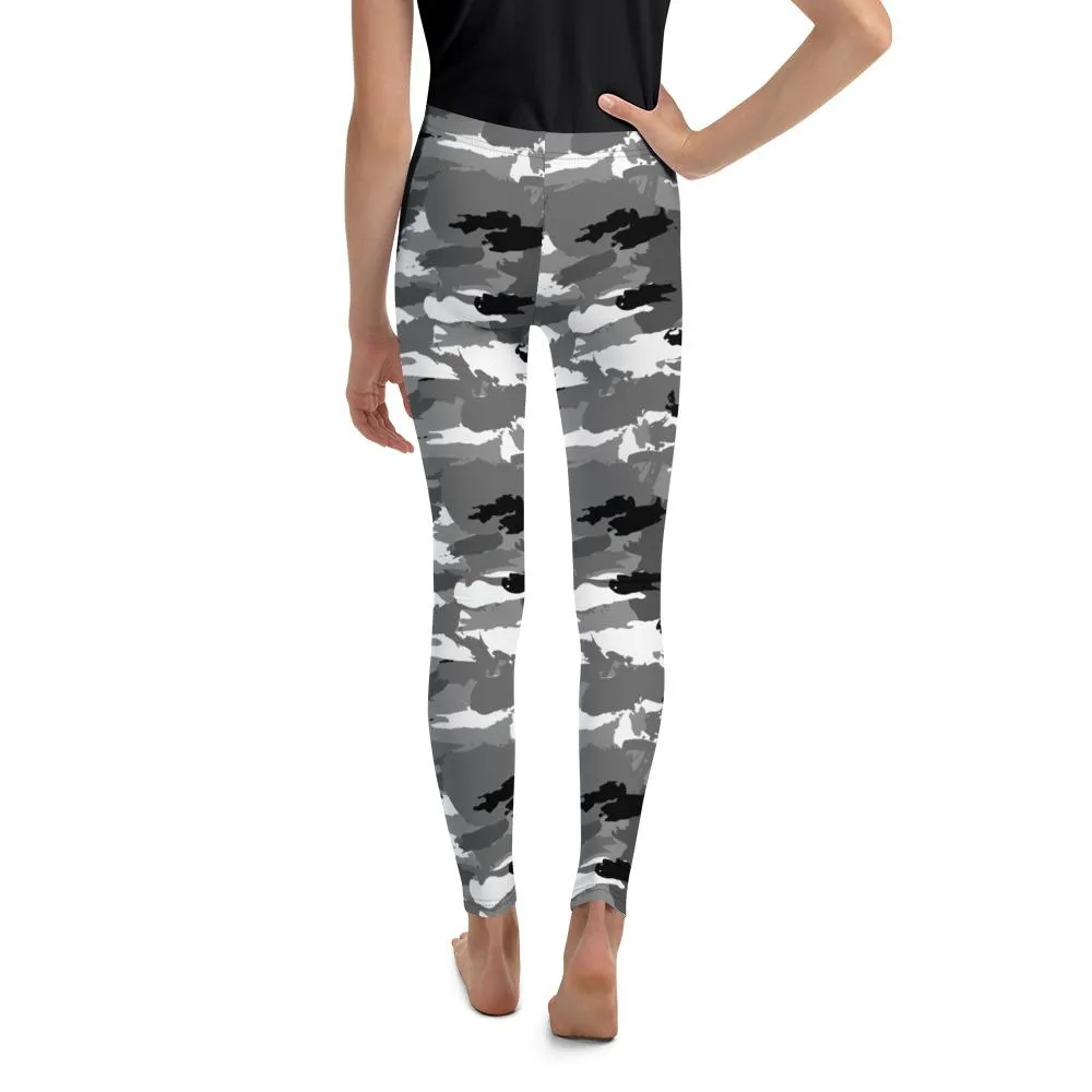 Black & White Camo Youth Leggings
