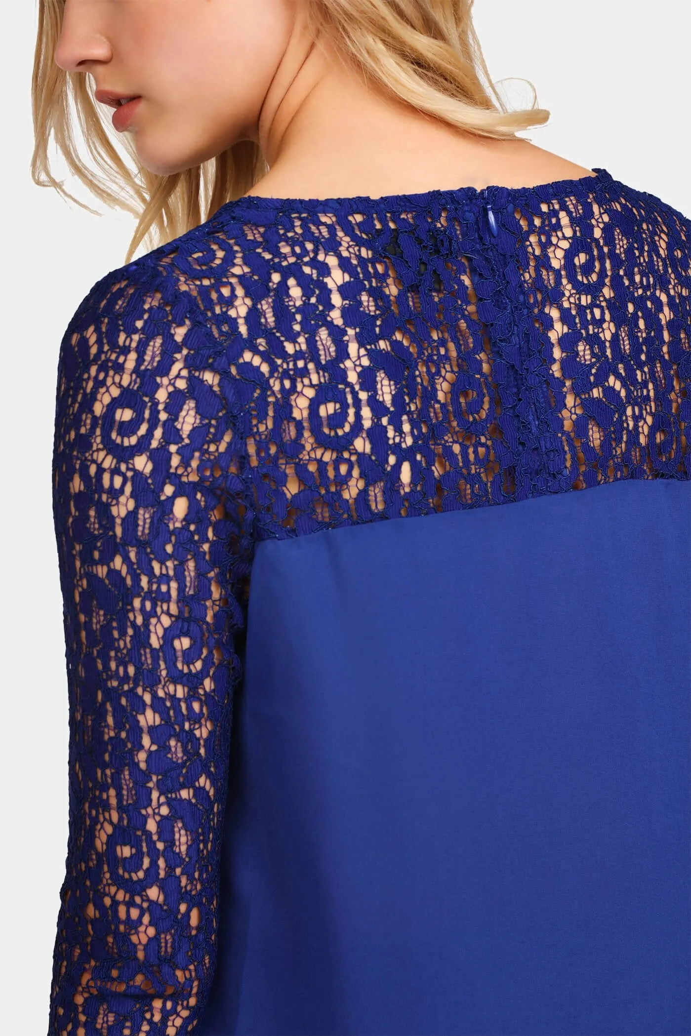 Cobalt Royal Blue Lace Sleeve Top
