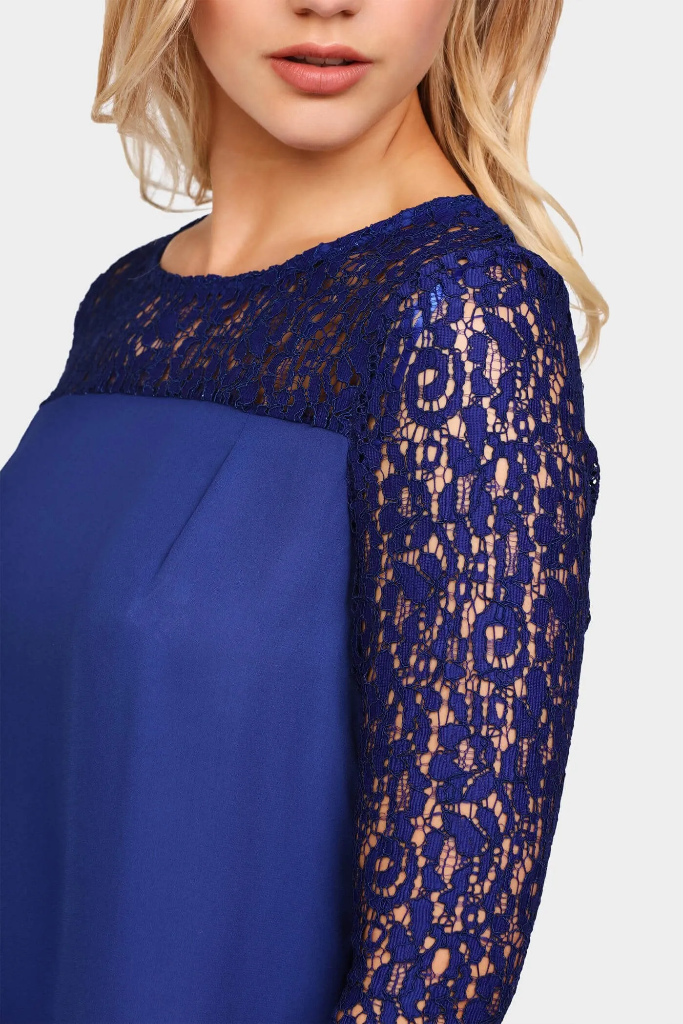 Cobalt Royal Blue Lace Sleeve Top