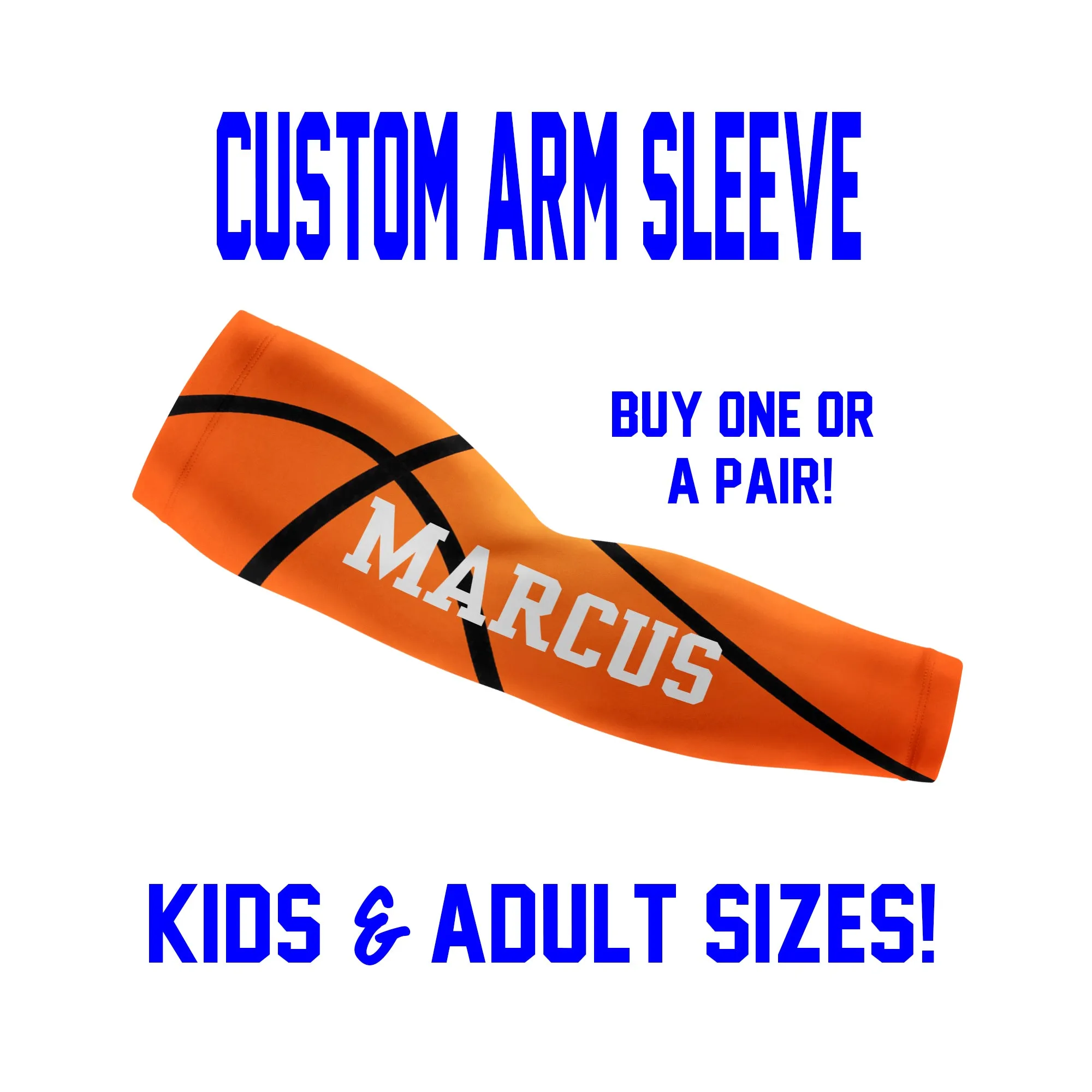 Custom Basketball Arm Sleeves - Faux Basketball - Single or Pair