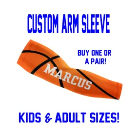 Custom Basketball Arm Sleeves - Faux Basketball - Single or Pair