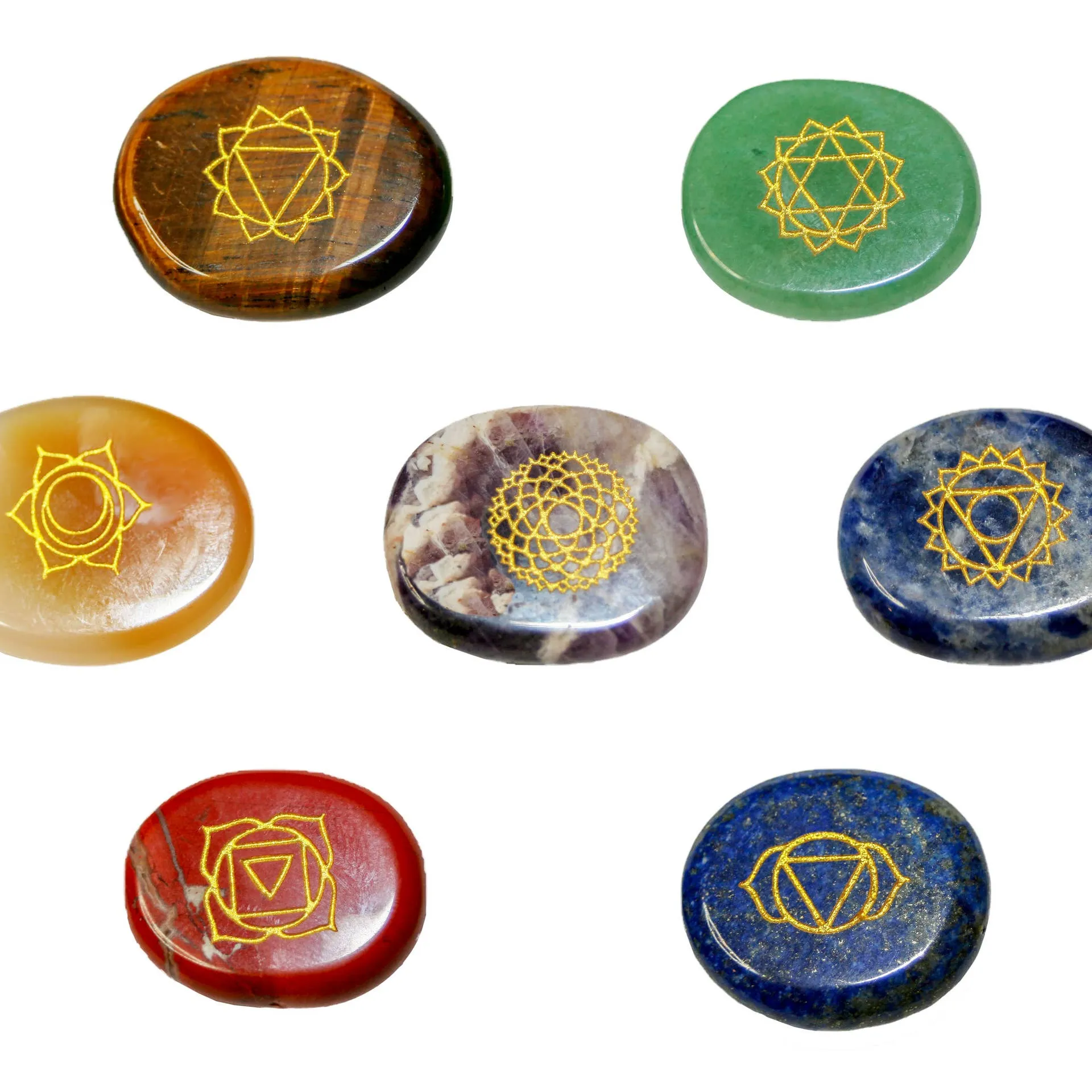 Engraved Chakra Gemstone Set