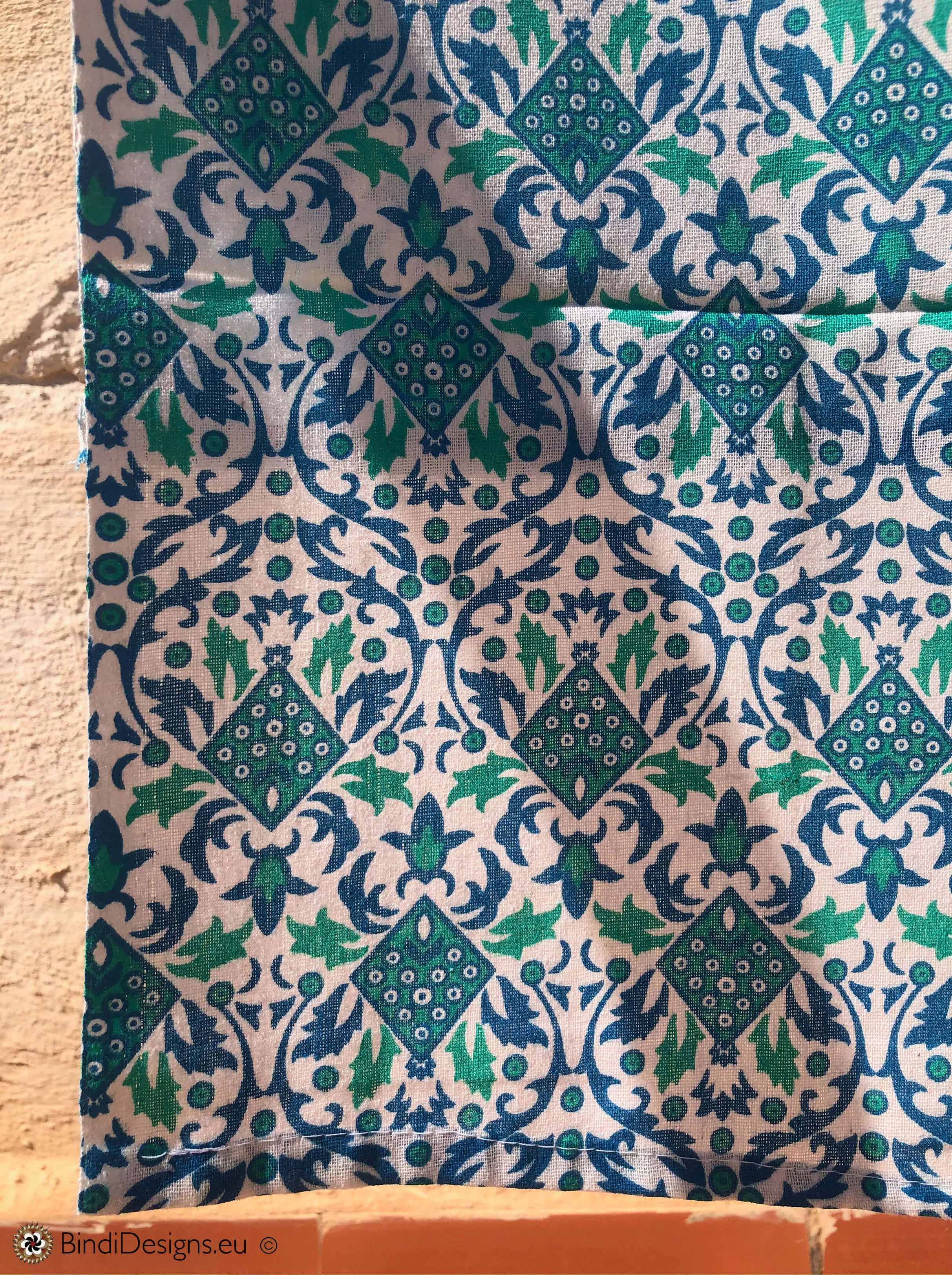 Extra Large Cotton Throw with Turquoise Mandala Pattern