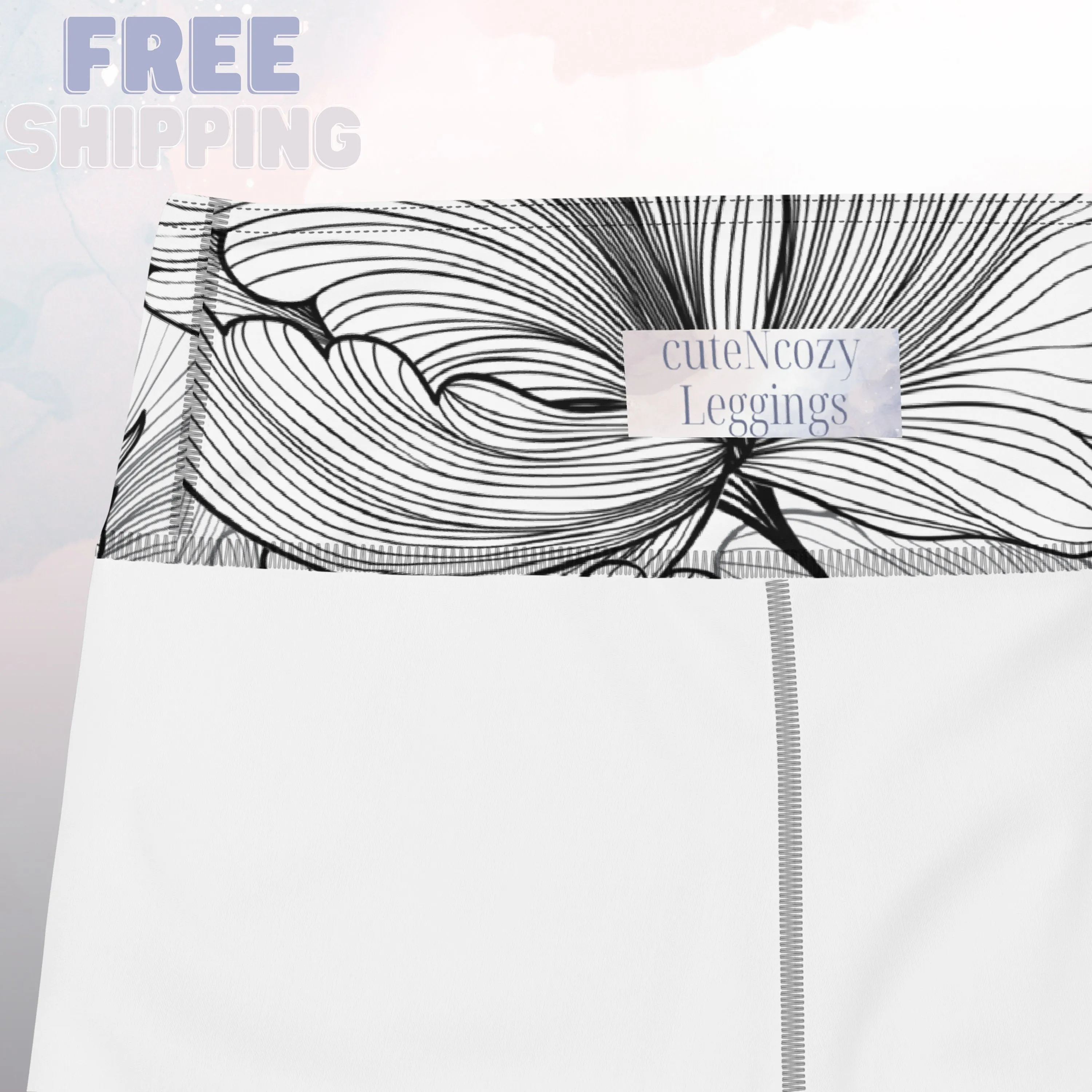 Fun Linear Flower Pattern Womens Light Weight Yoga Leggings