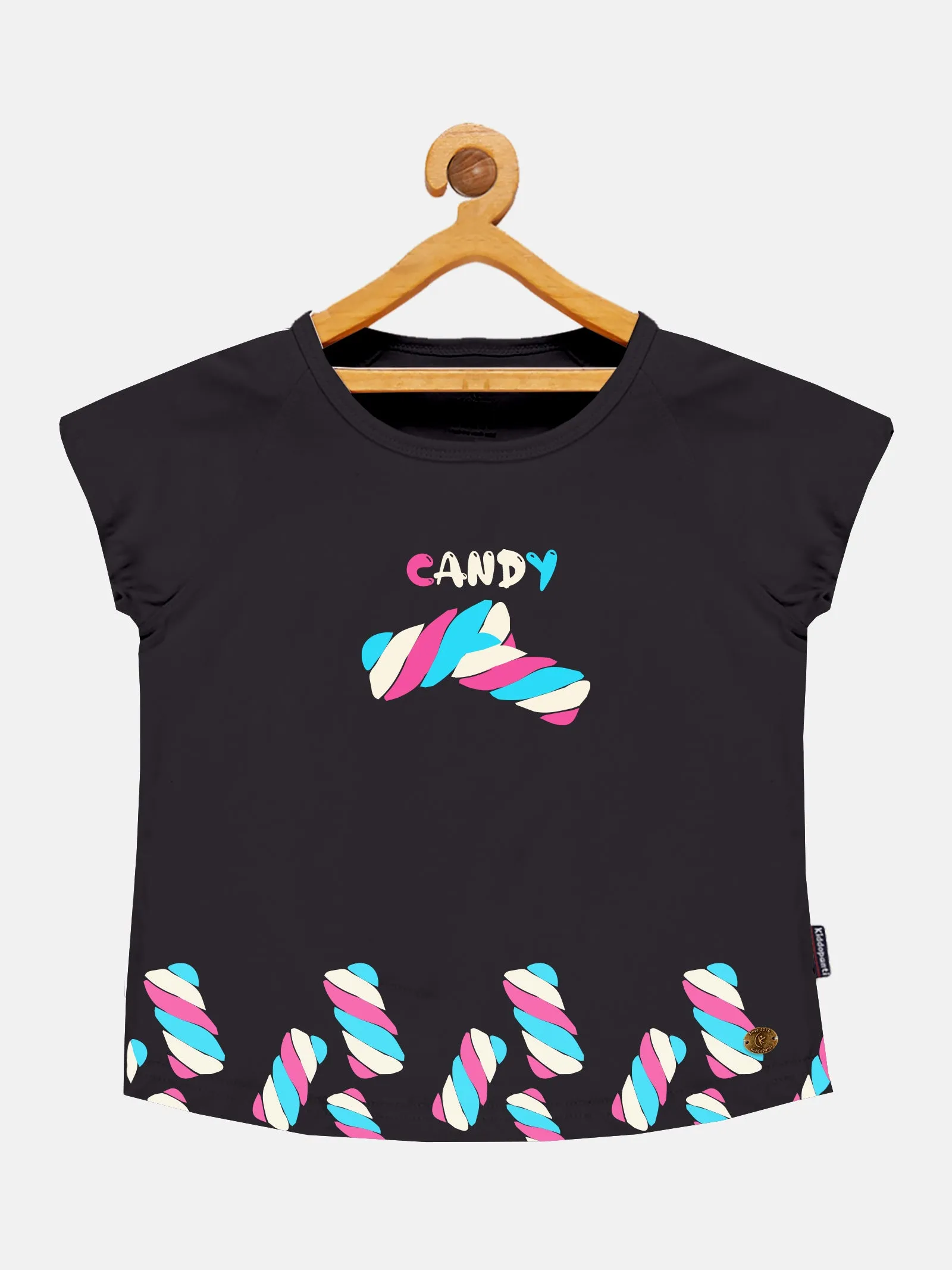 Girls Printed Raglan Sleeve Tee & Basic Roll up Hot Short Set