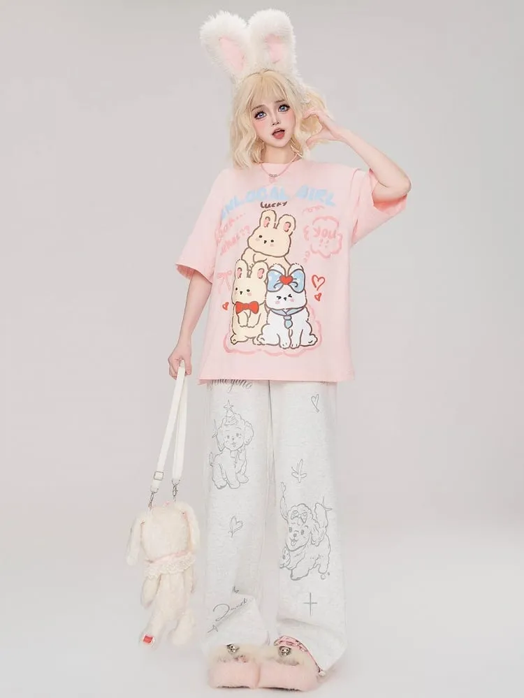 Grey Puppies Straight-leg Cut Casual Sweat Pants