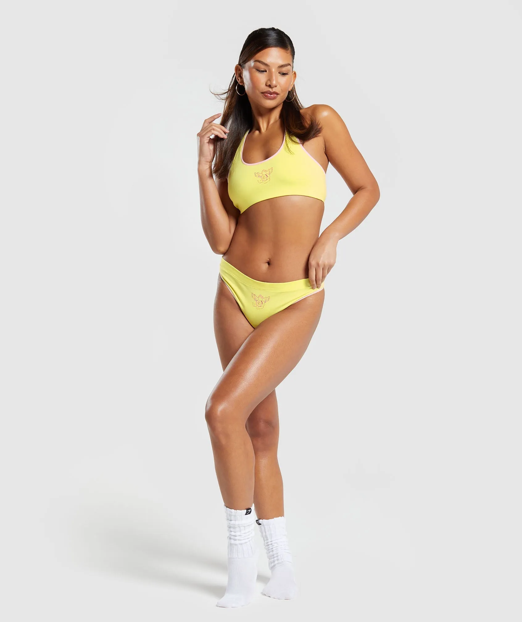 Gymshark Cotton Graphic Bralette - Lemon Yellow