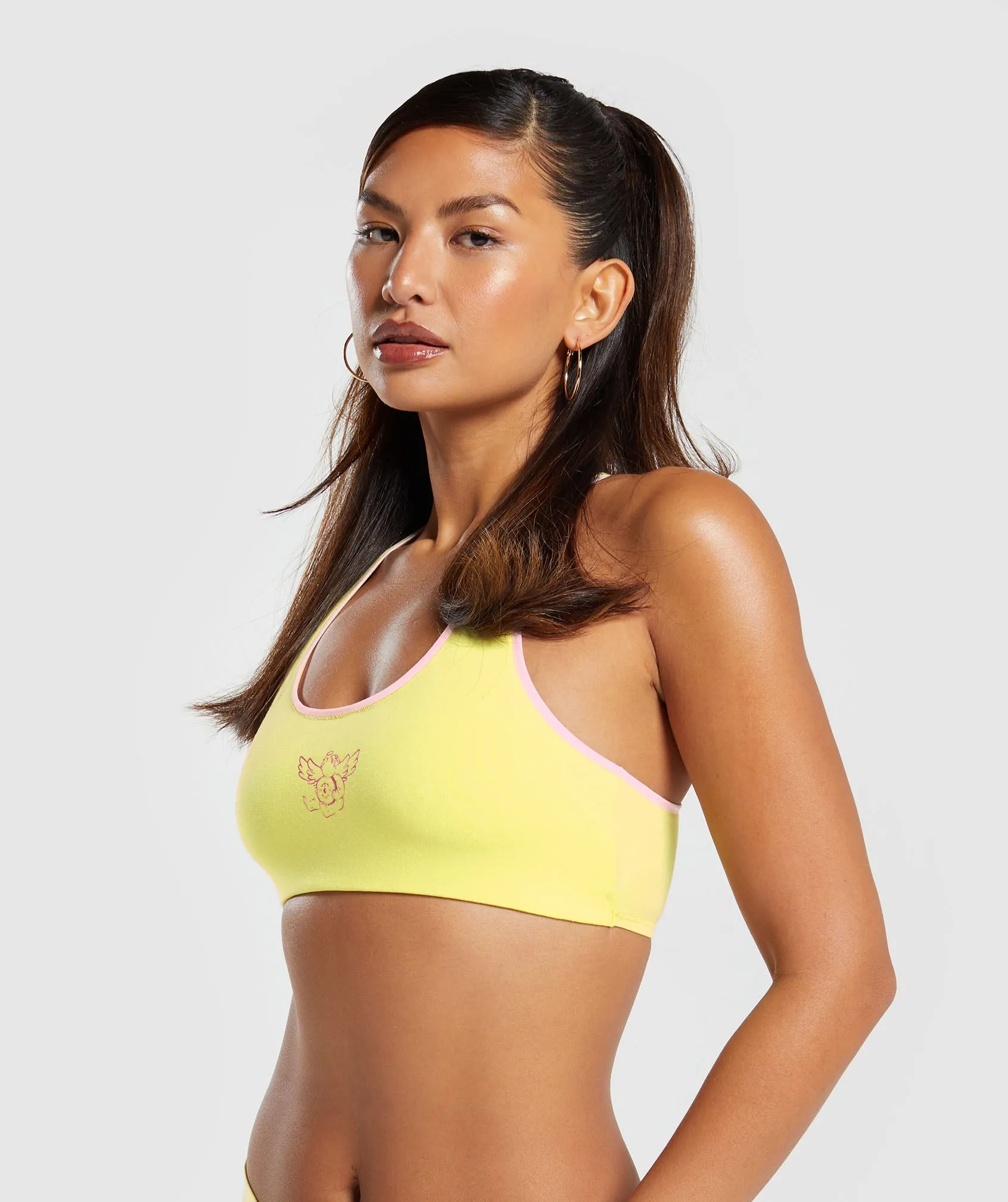 Gymshark Cotton Graphic Bralette - Lemon Yellow