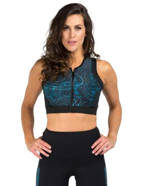 Heat Maximizing Crop Top with Zipper - Mystic Teal