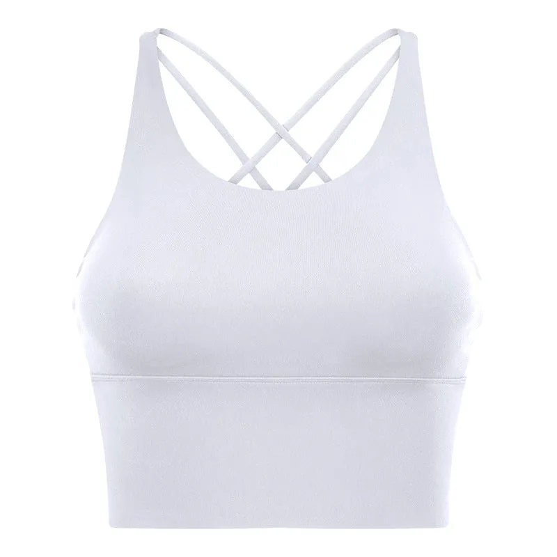 High Strength Push Up Yoga Bra Spaghetti Strap Cross Beauty Back Workout Exercise Underwear