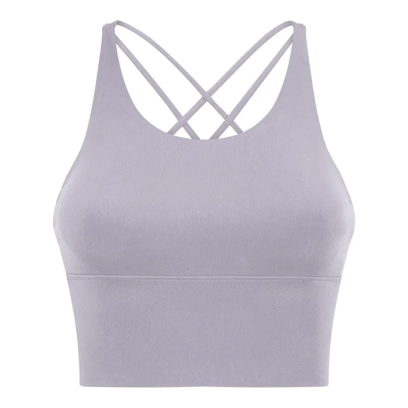 High Strength Push Up Yoga Bra Spaghetti Strap Cross Beauty Back Workout Exercise Underwear