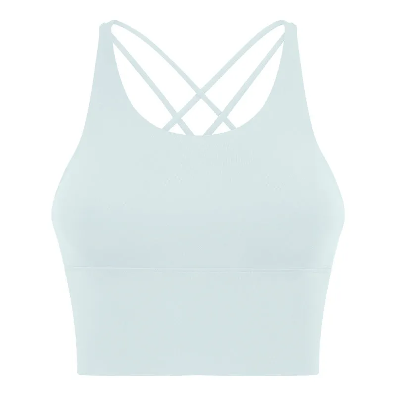 High Strength Push Up Yoga Bra Spaghetti Strap Cross Beauty Back Workout Exercise Underwear