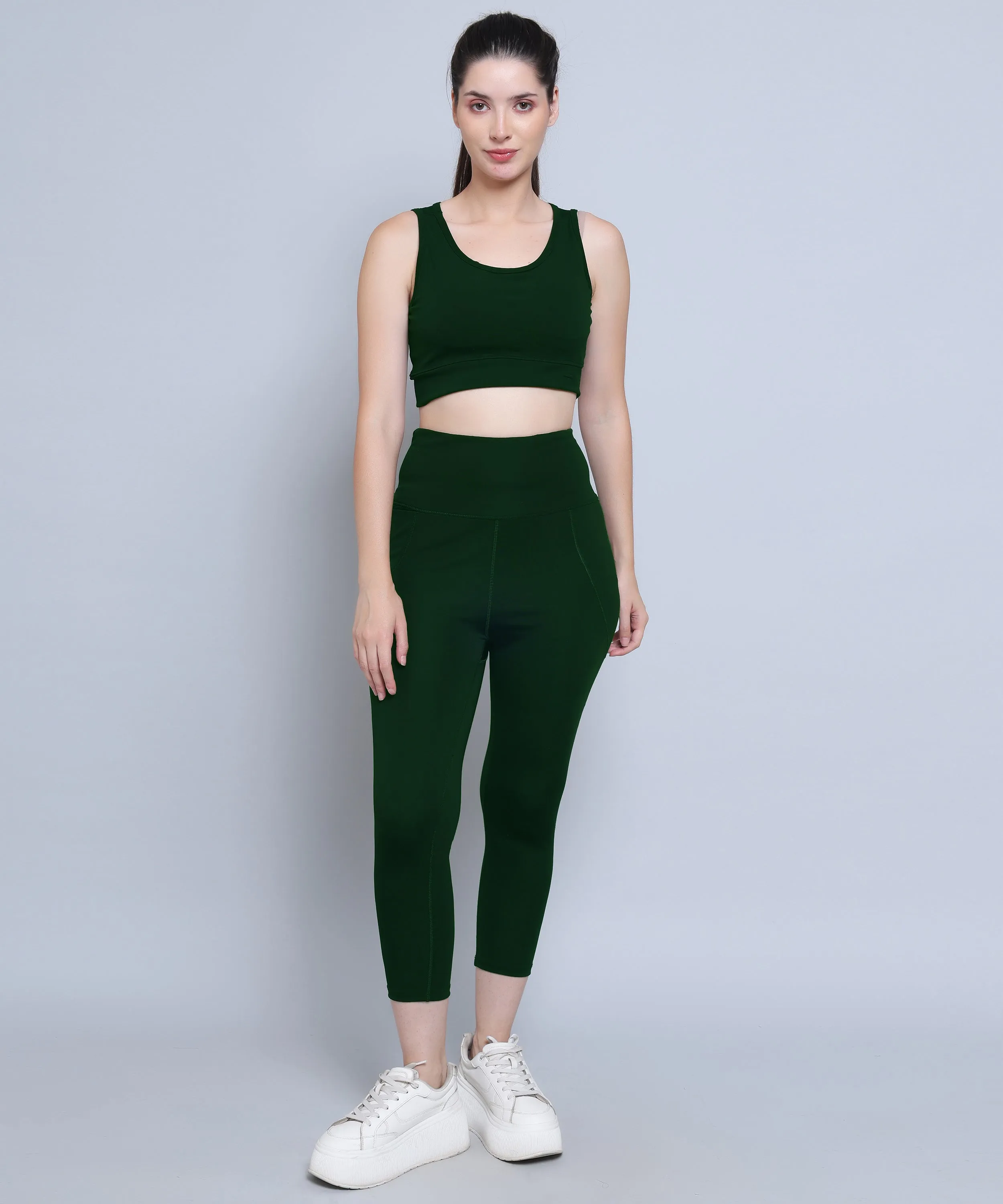 Megaska Dry Fit Active Gym Leggings with Pockets for Women, High Waisted Tummy Control Workout Yoga Track Pants_BottleGreen