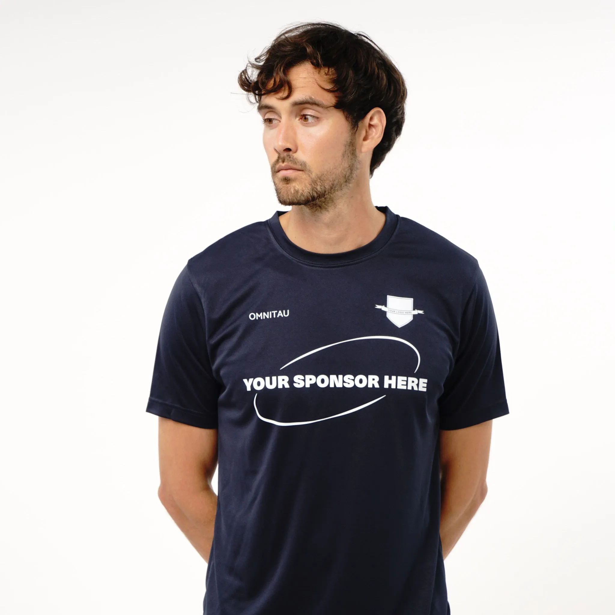 Omnitau Men's Core Football Crew Neck Shirt - Navy