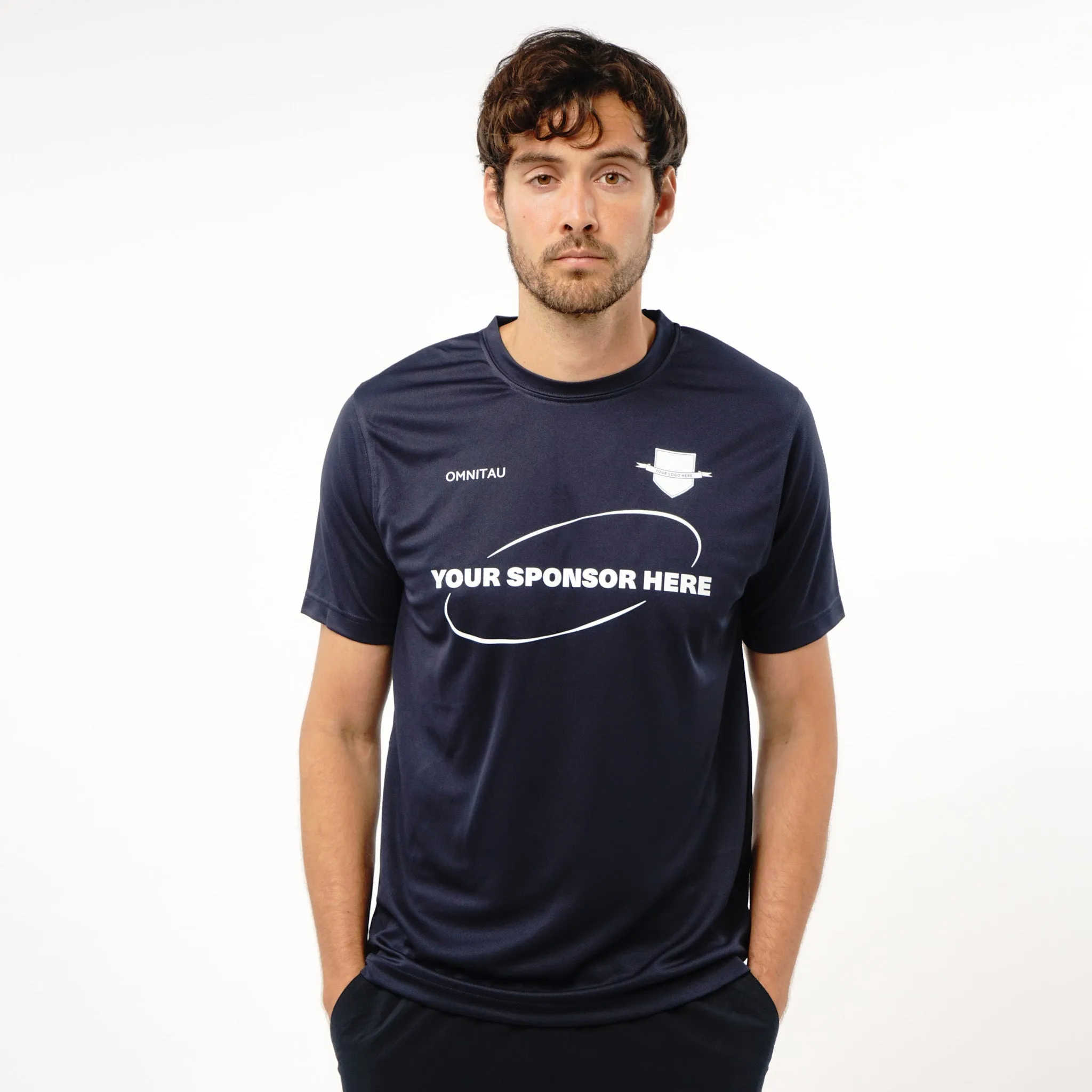 Omnitau Men's Core Football Crew Neck Shirt - Navy
