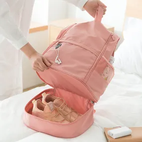 Pink Fitness Backpack With Shoe Storage