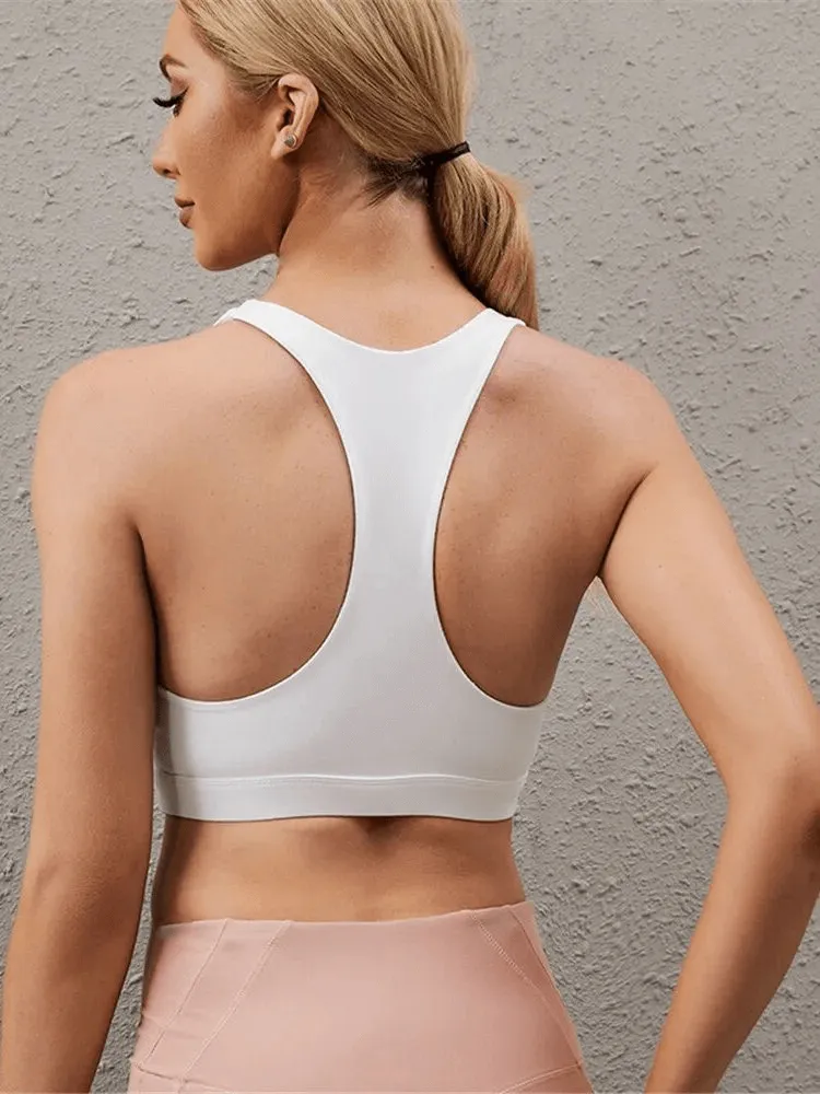 Stylish Breathable Women's Sports Bra with Woven Front - SF1774