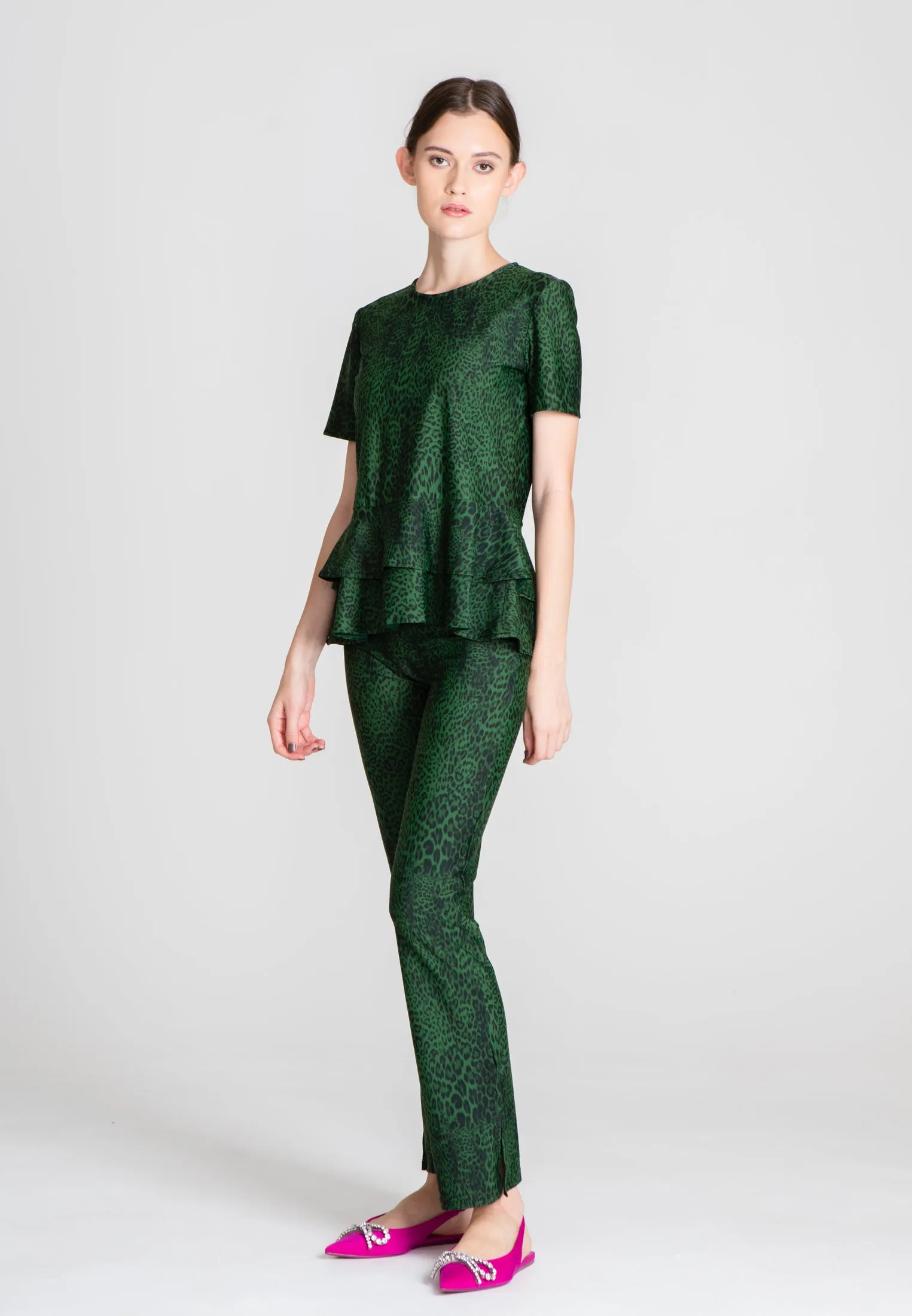 The Slit Cut Sport Pants - Green Leo
